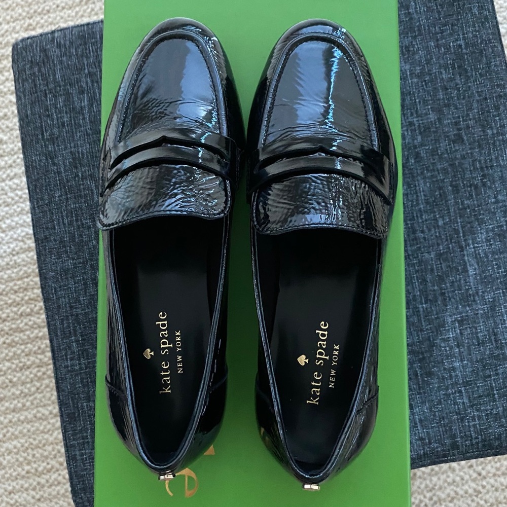 Kate Spade Genevieve Flats - Crinkle Patent Black